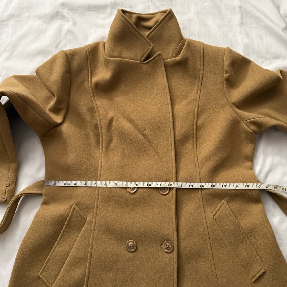 Khaki removable faux fur on collar and cuffs belted pea coat - Picture 12 of 14